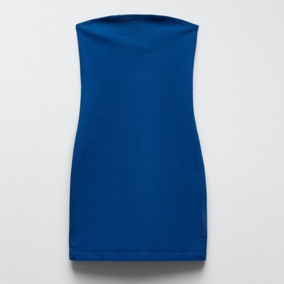 NWT ZARA Blue Bandeau Denim Strapless SEXY Stretch Mini Dress 6929/204 Size XS - Picture 6 of 16